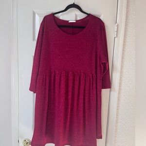 First Love Elegant Red Long Sleeve Dress